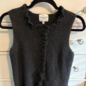 Gray Sleeveless Ruffle Cardigan